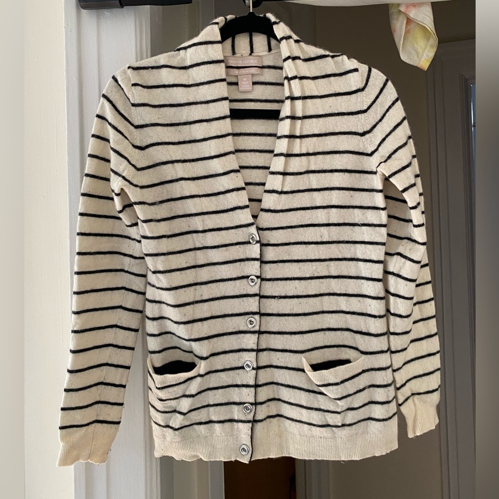 Banana Republic Wool Cashmere Striped Cardigan - Italian Fabric M
